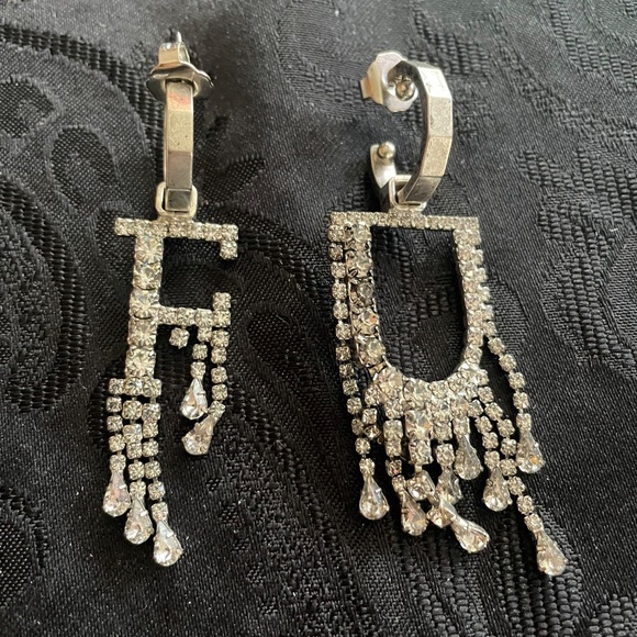 Dylan Lex F U Earrings Swarovski Crystals Original $320 - Picture 4 of 6